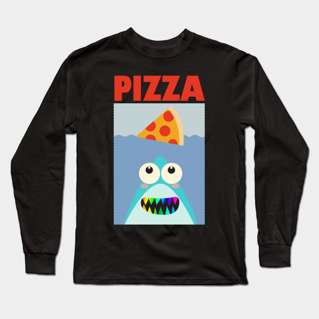 cute funny shark who loves pizza Long Sleeve T-Shirt by teemarket